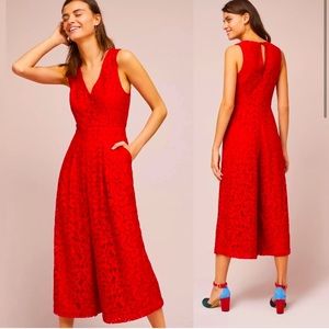 Beautiful red-laced jumpsuit from Anthropologie!